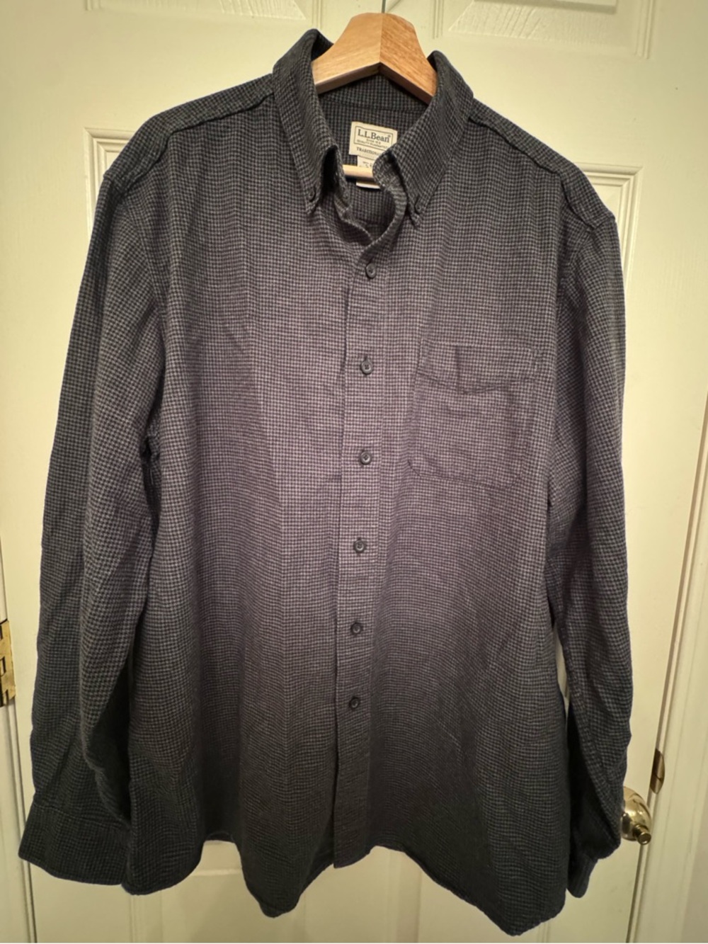 L.L. Bean Men's Button-Down Shirt - Charcoal Gray Microcheck